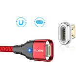 FLOVEME USB-C Magnetische Oplaadkabel 1 Meter Type C - Gevlochten Nylon Oplader Data Kabel Android Zwart