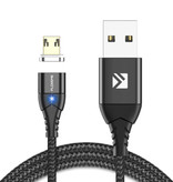FLOVEME Micro-USB Magnetic Charging Cable 1 Meter - Braided Nylon Charger Data Cable Android Black