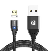 FLOVEME Micro-USB Magnetic Charging Cable 2 Meter - Braided Nylon Charger Data Cable Android Black