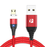 FLOVEME Cable de carga magnético micro-USB de 2 metros - Cable de datos de cargador de nylon trenzado Android Rojo