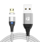 FLOVEME Magnetyczny kabel do ładowania micro-USB 2 metry - pleciony nylonowy kabel do ładowania danych Android, biały
