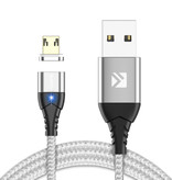 FLOVEME Micro-USB Magnetic Ladekabel 2 Meter - Geflochtenes Nylon Ladegerät Datenkabel Android Weiß
