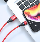 FLOVEME iPhone Lightning Magnetic Ladekabel 1 Meter - Geflochtenes Nylon Ladegerät Datenkabel Android Red