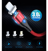 FLOVEME Cable de carga magnético Lightning para iPhone de 2 metros - Cable de datos de carga de nylon trenzado Android Rojo