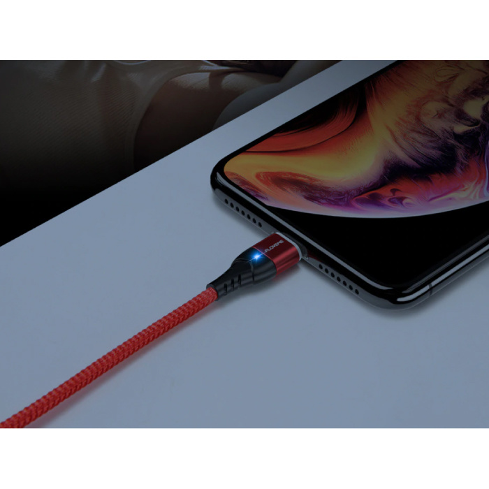 FLOVEME Magnetyczny kabel ładujący iPhone Lightning 2 metry - pleciony nylonowy kabel do ładowania danych Android Srebrny
