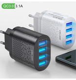 USLION Quad 4x Port USB Plug Charger - Quick Charge 3.0 Wall Charger Wallcharger AC Home Charger Adapter