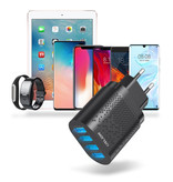 USLION Caricatore con presa USB Quad 4x Port 48W - Caricatore da muro Quick Charge 3.0 Caricabatterie da muro Adattatore per caricatore CA da casa Bianco