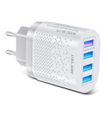 USLION Quad 4x Port USB Stekkerlader - Quick Charge 3.0 Muur Oplader Wallcharger AC Thuislader Adapter Wit