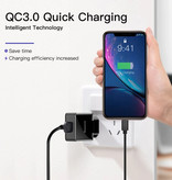 Baseus Fast Charge USB Stekkerlader - Quick Charge 3.0 Muur Oplader Wallcharger AC Thuislader Adapter Zwart