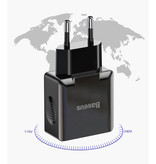 Baseus Cargador de enchufe USB de carga rápida - Cargador de pared de carga rápida 3.0 Cargador de pared Adaptador de cargador doméstico de CA Negro