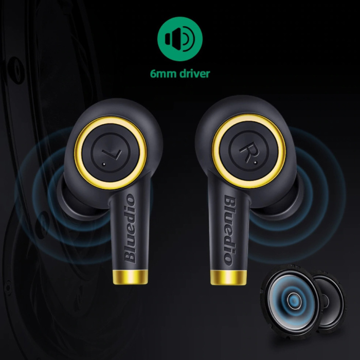 Bluedio Particle Draadloze Oortjes TWS Button Control Bluetooth 5.0 Ear Wireless Buds Earphones Earbuds Oortelefoon Zwart