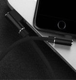 Nohon iPhone Lightning Ladekabel 90 ° - 3 Meter - Geflochtenes Nylon-Ladekabel Android Black