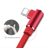 Nohon iPhone Lightning Charging Cable 90 ° - 1 Meter - Braided Nylon Charger Data Cable Android Red