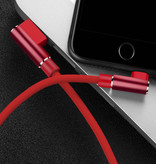 Nohon Cable de carga para iPhone Lightning 90 ° - 3 metros - Cable de datos de carga de nylon trenzado Android Rojo