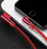 Nohon Kabel do ładowania iPhone Lightning 90 ° - 1 metr - pleciony nylonowy kabel do ładowania danych Android Czerwony
