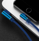 Nohon Câble de charge iPhone Lightning 90 ° - 3 mètres - Câble de données pour chargeur en nylon tressé Android Bleu