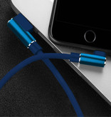 Nohon Câble de charge iPhone Lightning 90 ° - 3 mètres - Câble de données pour chargeur en nylon tressé Android Bleu