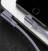 Nohon iPhone Lightning Oplaadkabel 90° - 3 Meter - Gevlochten Nylon Oplader Data Kabel Android Grijs