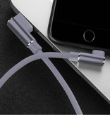 Nohon Câble de charge iPhone Lightning 90 ° - 3 mètres - Câble de données pour chargeur en nylon tressé Android Gris