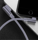 Nohon Cable de carga para iPhone Lightning 90 ° - 2 metros - Cable de datos de carga de nylon trenzado Android Gris