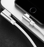 Nohon Cable de carga para iPhone Lightning 90 ° - 3 metros - Cable de datos de carga de nylon trenzado Android Blanco