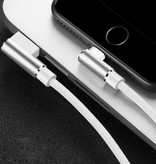 Nohon Câble de charge iPhone Lightning 90 ° - 3 mètres - Câble de données pour chargeur en nylon tressé Android Blanc