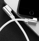 Nohon Câble de charge iPhone Lightning 90 ° - 3 mètres - Câble de données pour chargeur en nylon tressé Android Blanc