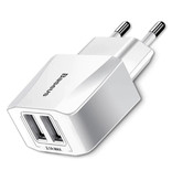 Baseus Dual 2x Port USB Plug Charger - 2.1A Wall Charger Wallcharger AC Home Charger Adapter