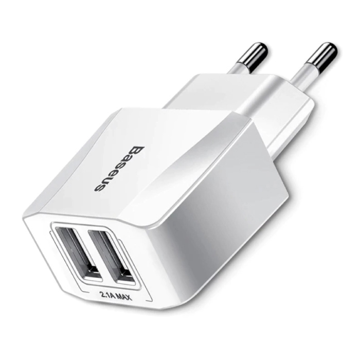 Dual 2x Port USB Stekkerlader - 2.1A Muur Oplader Wallcharger AC Thuislader Adapter