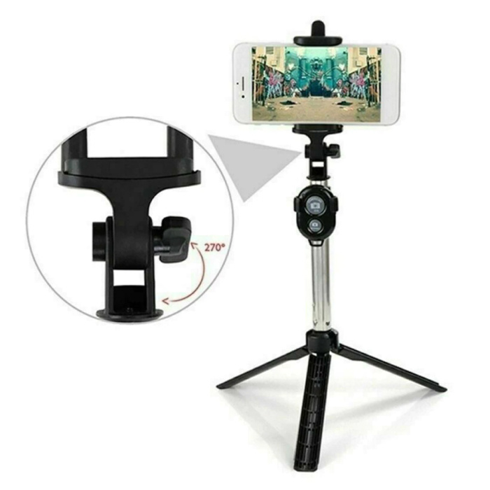 Stuff Certified® Selfie Stick Tripod met Bluetooth - Draadloos Smartphone Vlog Statief en Driepoot Selfiestick Wit