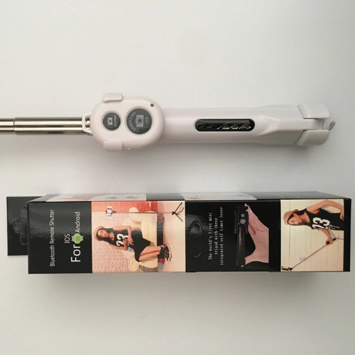 Stuff Certified® Selfie Stick Tripod met Bluetooth - Draadloos Smartphone Vlog Statief en Driepoot Selfiestick Wit