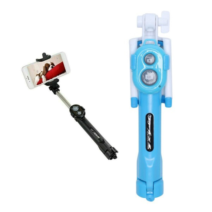 Statyw Selfie Stick z Bluetooth - Bezprzewodowy statyw do vlogów na smartfona i statyw do selfie w kolorze niebieskim