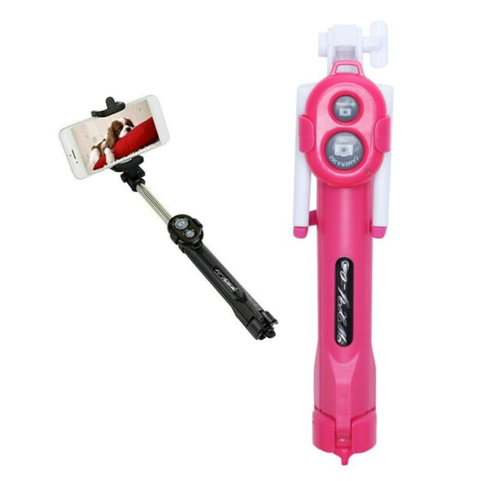 Statyw Selfie Stick z Bluetooth - Bezprzewodowy statyw do vlogów na smartfona i Różowy statyw do selfie