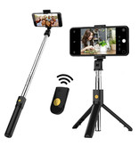 Stuff Certified® Trípode Selfie Stick con Bluetooth - Trípode y trípode Vlog para teléfono inteligente inalámbrico y trípode Selfie Stick Negro