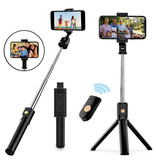 Stuff Certified® Selfie Stick Tripod met Bluetooth - Draadloos Smartphone Vlog Statief en Driepoot Selfiestick Zwart