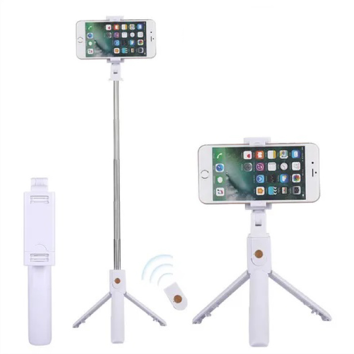 Selfie Stick Stativ mit Bluetooth - Wireless Smartphone Vlog Stativ und Stativ Selfie Stick Weiß