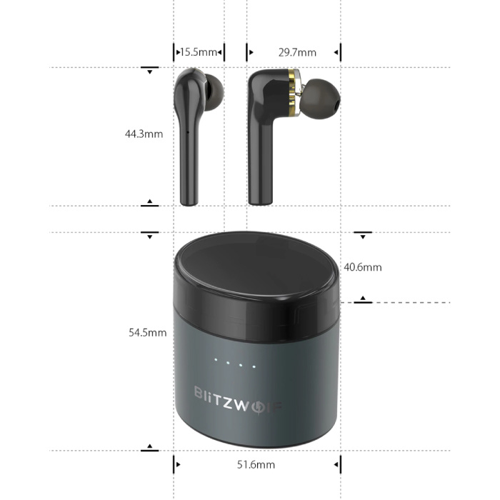 Blitzwolf Auriculares inalámbricos BW-FYE8 - Auriculares TWS Auriculares True Touch Control Auriculares Auriculares Bluetooth 5.0 Auriculares inalámbricos Auriculares Auriculares Negro