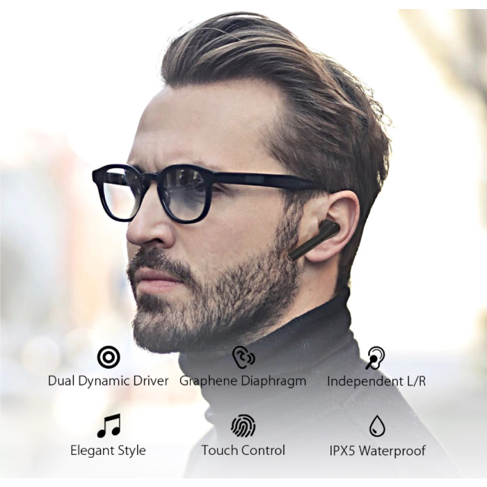 Blitzwolf BW-FYE8 Bezprzewodowe słuchawki douszne - TWS Słuchawki douszne True Touch Control Słuchawki douszne Bezprzewodowe słuchawki Bluetooth 5.0 Słuchawki Czarne
