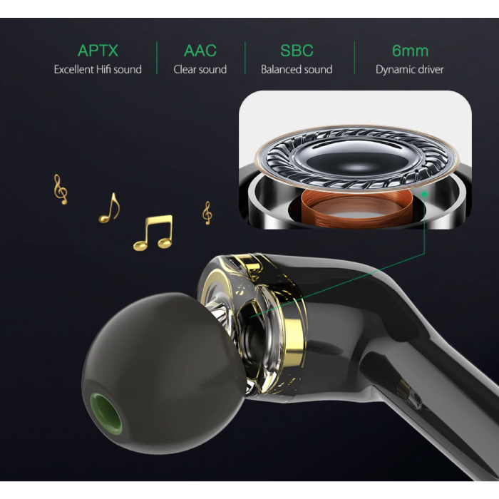 Blitzwolf BW-FYE8 Bezprzewodowe słuchawki douszne - TWS Słuchawki douszne True Touch Control Słuchawki douszne Bezprzewodowe słuchawki Bluetooth 5.0 Słuchawki Czarne