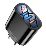 Kuulaa Chargeur de prise USB - Chargeur mural Quick Charge 3.0 Chargeur mural Adaptateur de chargeur secteur CA Noir