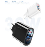 Kuulaa USB Stekkerlader - Quick Charge 3.0 Muur Oplader Wallcharger AC Thuislader Adapter Zwart