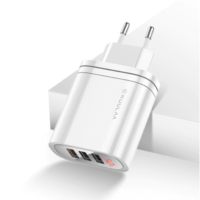 Cargador de enchufe USB - Quick Charge 3.0 Cargador de pared Cargador de pared Adaptador de cargador doméstico de CA Blanco