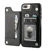 Stuff Certified® Funda con tapa de cuero retro para iPhone 5 - Funda tipo cartera Funda Cas Negro