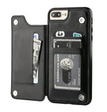 Stuff Certified® Retro iPhone 6S Leder Flip Case Brieftasche - Brieftasche Cover Cas Case Schwarz