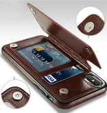 Stuff Certified® Skórzany portfel Retro iPhone 8 Plus z klapką - Pokrowiec na portfel Cas Case Czarny