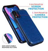 Stuff Certified® Retro iPhone 12 Pro Leather Flip Case Wallet - Wallet Cover Cas Case Blue