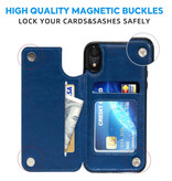 Stuff Certified® Retro iPhone XS Max Leather Flip Case Wallet - Wallet Cover Cas Case Blue