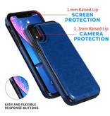 Stuff Certified® Retro iPhone XS Max Leather Flip Case Wallet - Wallet Cover Cas Case Blue