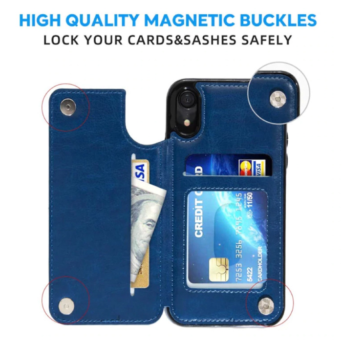 Stuff Certified® Retro iPhone 5S / SE Leder Flip Case Brieftasche - Brieftasche Cover Cas Case Blau