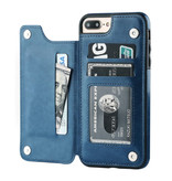 Stuff Certified® Retro iPhone 8 Leather Flip Case Wallet - Wallet Cover Cas Case Blue